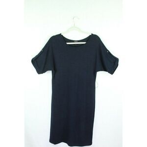 Forever Knit T-Shirt Dress Navy Blue Short Sleeves Dolman Scoop Neck Small
